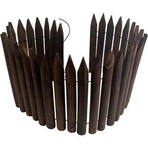Garden Wooden Short Fence Edging - Burnt Wood Finish Outdoor Lawn Landscape